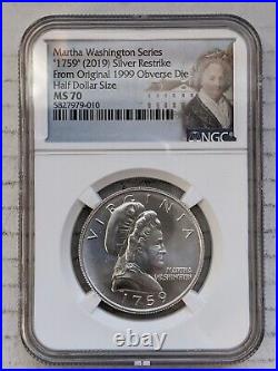 1759 2019 Martha Washington 99.9% Silver Half Dollar Restrike NGC MS70