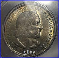 1892 50c MS62 Columbian Commemorative Half Dollar PCGS OGH Rattler Blue Toned