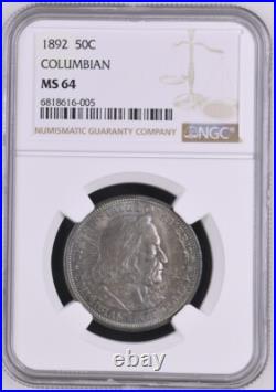 1892 Columbian Expo Commemorative Silver Half Dollar Ngc Ms 64 Toned