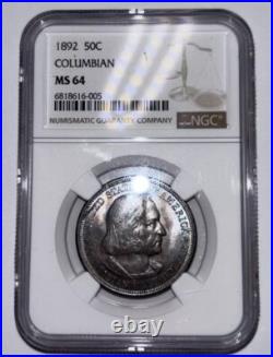 1892 Columbian Expo Commemorative Silver Half Dollar Ngc Ms 64 Toned