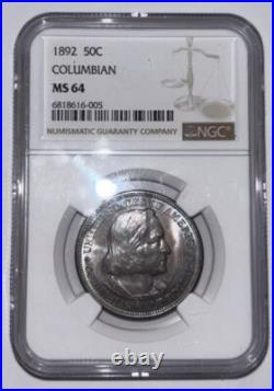 1892 Columbian Expo Commemorative Silver Half Dollar Ngc Ms 64 Toned
