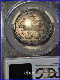 1892 Columbian Half Dollar PCGS MS64 Rainbow Toned 50C