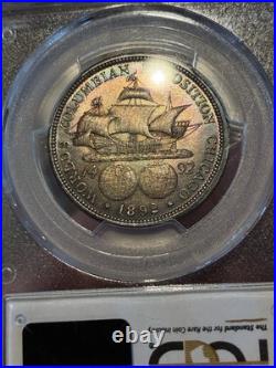 1892 Columbian Half Dollar PCGS MS64 Rainbow Toned 50C