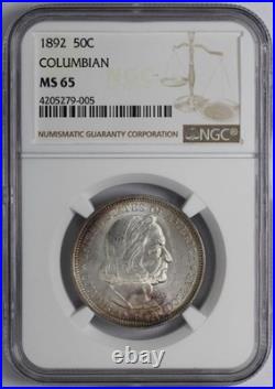 1892 Columbian Silver Half Dollar NGC MS 65 Light Toning