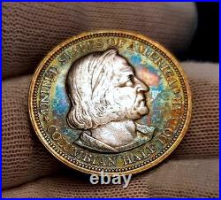 1893 50c COLUMBUS Silver Half Dollar Coin Exposition Commemorative SOME TONE
