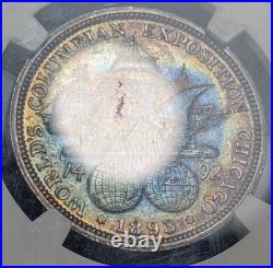 1893 Columbian Commem Silver Half Dollar NGC AU55 STUNNING TONER! Ships Free