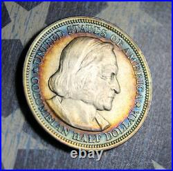 1893 Columbian Commemorative Silver Half Dollar Toned Collector Coin
