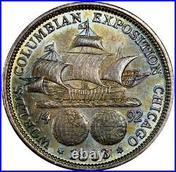 1893 Columbian Expo Commemerative Silver Half Dollar 50C BU UNC RAINBOW TONING