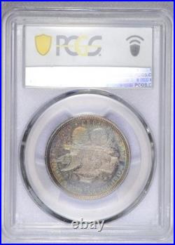 1893 Columbian Half Dollar Rainbow Toned Pcgs Au50 Beautiful Commem