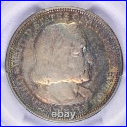 1893 Columbian Half Dollar Rainbow Toned Pcgs Au50 Beautiful Commem