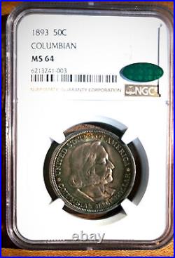 1893 Columbian Silver Commemorative Half Dollar NGC MS-64 CAC Nice Colors