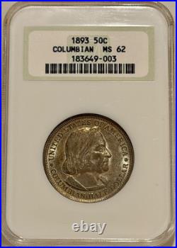 1893 Columbian Silver Half Dollar NGC MS62 Old Fatty Holder/Nice Original Patina