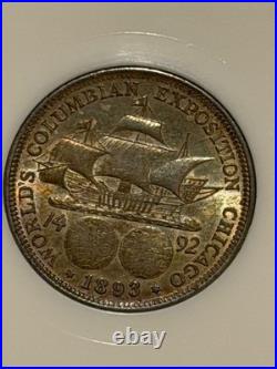 1893 Columbian Silver Half Dollar NGC MS62 Old Fatty Holder/Nice Original Patina