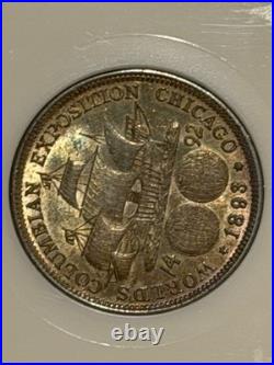 1893 Columbian Silver Half Dollar NGC MS62 Old Fatty Holder/Nice Original Patina