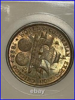 1893 Columbian Silver Half Dollar NGC MS62 Old Fatty Holder/Nice Original Patina