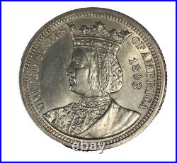 1893 Isabella 25¢ Columbian Exposition BU++ Attractive Gold Toning 016