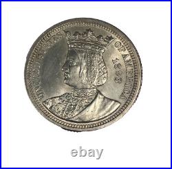 1893 Isabella 25¢ Columbian Exposition BU++ Attractive Gold Toning 016