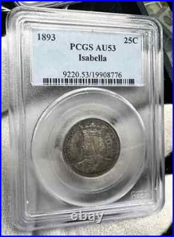 1893 Isabella Quarter PCGS AU-58-SEE STORE WW1-WW2 MEDALS PCGS COINS -CURRENCY 1893 Isabella Quarter PCGS AU-58-SEE STORE WW1-WW2 MEDALS PCGS COINS -CURRENCY