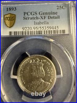 1893 isabella commemorative silver quarter XF Detailed Scratched
