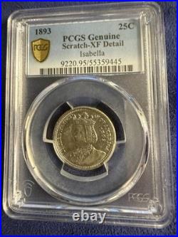 1893 isabella commemorative silver quarter XF Detailed Scratched