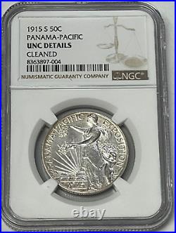 1915 S Panama Pacific Commemorative Silver Half Dollar NGC UNC Details Cleaned