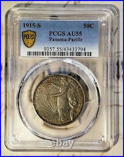 1915-S Panama Pacific Half Dollar PCGS AU55 Fresh from Grading Sweet Coin