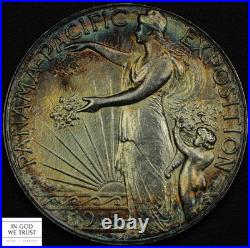 1915 S Panama Pacific PAN-PAC Commemorative Half Dollar (MS BU TONED!)