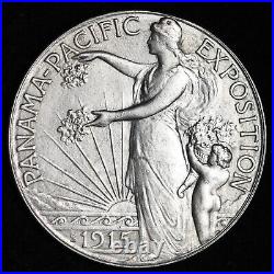 1915-S Panama Pacific Pan-Pac Silver Half Dollar AU+ E163 WCFL