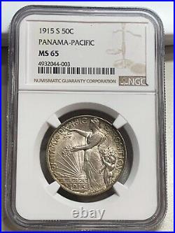 1915-s Panama Pacific Commemorative Half Dollar Ngc Ms65 Rare Gem