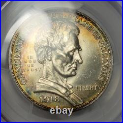 1918 50c Lincoln Commemorative Half Dollar PCGS MS65 RAINBOW TONED Nice J911 1918 50c Lincoln Commemorative Half Dollar PCGS MS65 RAINBOW TONED Nice J911