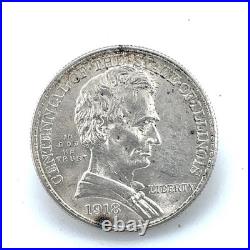 1918 50c Lincoln-Illinois Centennial Commemorative Silver Half Dollar Gem BU