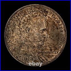 1918 50c Lincoln-Illinois Commemorative Silver Half Dollar Luster- UNC C1265