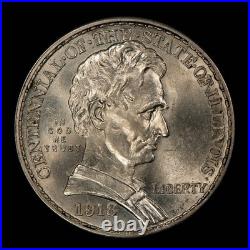 1918 50c Lincoln-Illinois Commemorative Silver Half Dollar Luster UNC- C1348
