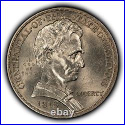 1918 50c Lincoln-Illinois Commemorative Silver Half Dollar UNC SKU-C1349