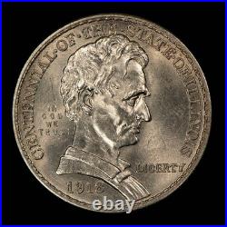 1918 50c Lincoln-Illinois Commemorative Silver Half Dollar UNC SKU-C1349