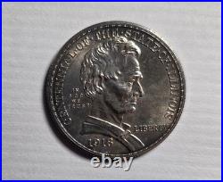 1918 Illinois Centennial Half Dollar Lincoln Commemorative AU/BU Luster
