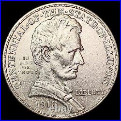 1918 Illinois Centennial Silver Commemorative Half Dollar Lincoln UNC