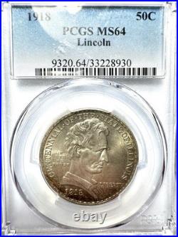 1918 Illinois Lincoln Commemorative Half Dollar PCGS MS64 Silver Coin