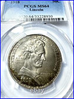 1918 Illinois Lincoln Commemorative Half Dollar PCGS MS64 Silver Coin