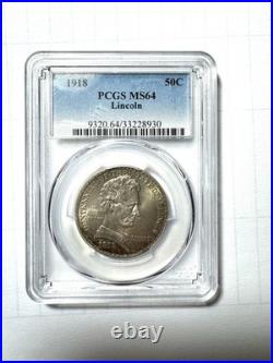 1918 Illinois Lincoln Commemorative Half Dollar PCGS MS64 Silver Coin