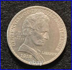 1918 Lincoln Centennial Commemorative Half Dollar 50c AU White Luster