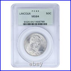 1918 Lincoln Commemorative Silver Half Dollar PCGS MS64