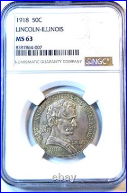 1918 Lincoln-Illinois Commemorative Half Dollar NGC MS63- Highly Collectable