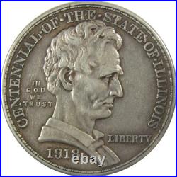 1918 Lincoln Illinois Commemorative Silver 50c AU About Unc SKUI24668