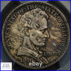 1918 Lincoln Illinois Commemorative Silver Half Dollar PCGS MS 63 CAC (TONED!)