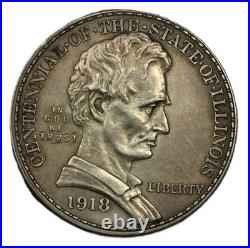 1918 Lincoln Illinois Half Dollar. Commemorative 50c Choice AU- SMH-2904