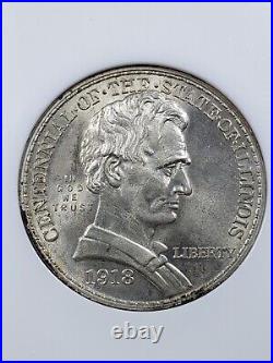 1918 Lincoln-Illinois Silver Commemorative Half Dollar NGC MS64