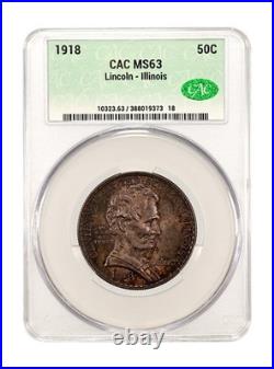 1918 Lincoln Silver Commem Half Dollar -CAC MS-63 Nice Original Surfaces CAC 1918 Lincoln Silver Commem Half Dollar -CAC MS-63 Nice Original Surfaces CAC
