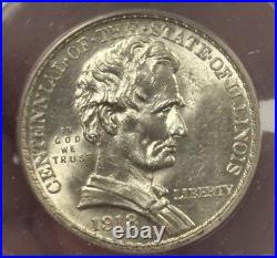 1918 P Lincoln-Illinois Commemorative 90% Silver Half Dollar ANACS MS 62 #2021
