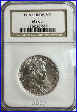 1918-P Lincoln-Illinois Commemorative Silver Half Dollar- NGC MS65 (1012/WOXL)